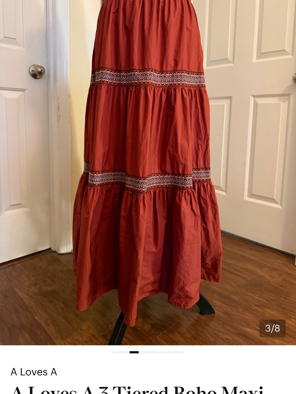 A Loves A Rust Red Tiered Maxi Skirt - Picture 3 of 4